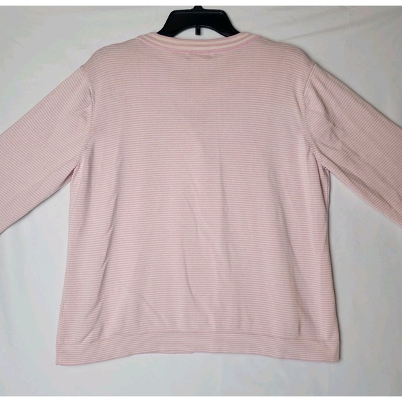 Orvis Cardigan Sweater Women's X-Large Pink Stripe Silk Blend Button Up - Picture 5 of 5